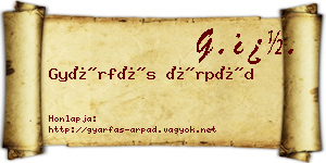 Gyárfás Árpád névjegykártya