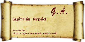 Gyárfás Árpád névjegykártya